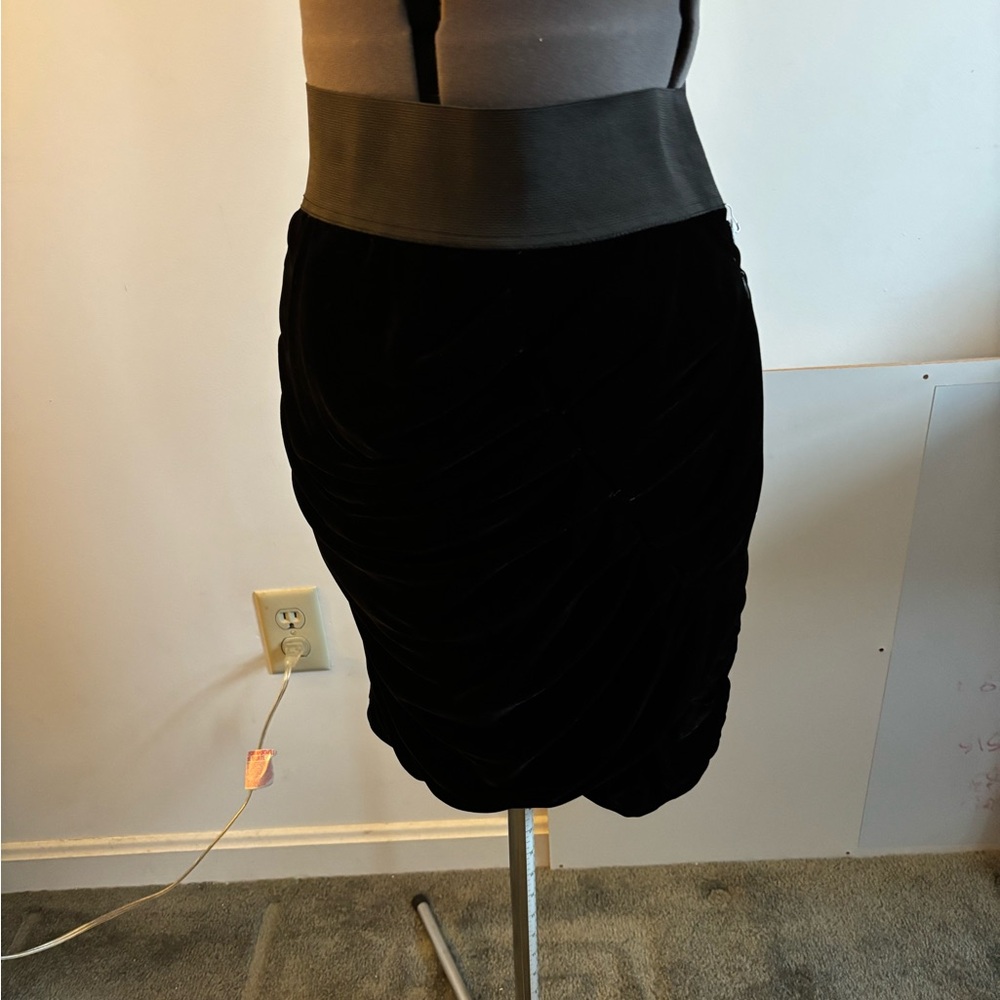 Velvet. Black Ruched Pencil Skirt Knee-Length